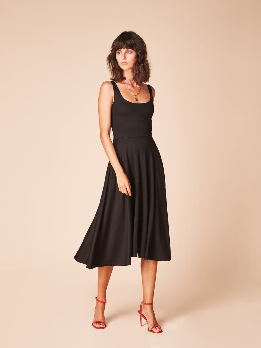 Shop Sarah Midi Black Tencel Fit & Flare Dress – SHE IS REBEL GmbH