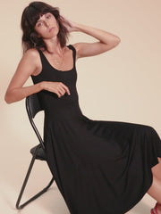 She Is Rebel - Sarah Midi Black Tencel Fit & Flare Dress - Shop Stylish Sustainable Women's Dresses