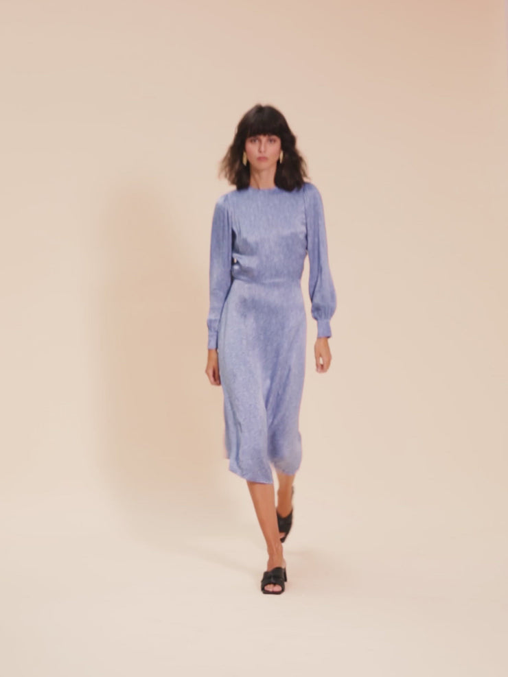 She Is Rebel - Taylor Midi Blue Snake Print Open Back Dress - Shop Stylish Sustainable Women's Dresses