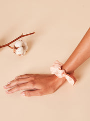 She Is Rebel - Aylin Peach Floral Print Eco-friendly Viscose Hair Scrunchie - Shop Stylish Sustainable Women's Accessories