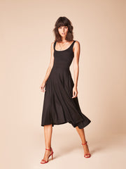 She Is Rebel - Sarah Midi Black Tencel Fit & Flare Dress - Shop Stylish Sustainable Women's Dresses