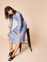 She Is Rebel - Taylor Midi Blue Snake Print Open Back Dress - Shop Stylish Sustainable Women's Dresses